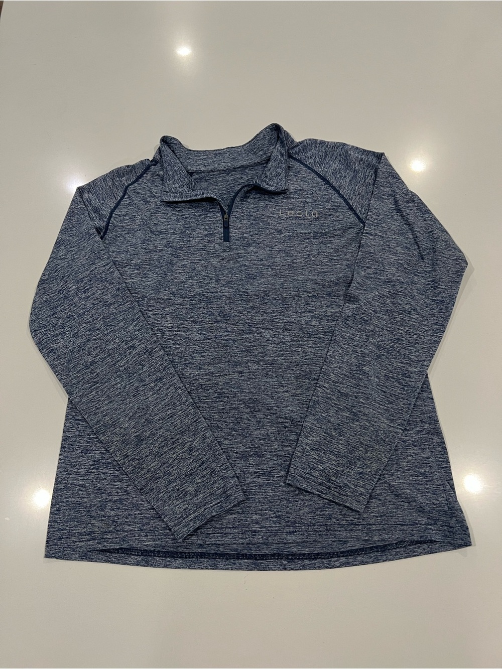 Tesla quarter zip lightweight active top Men’s medium Heathered blue
